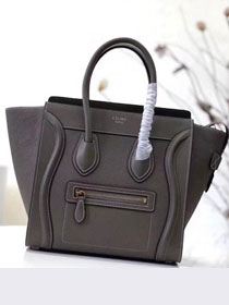 Celine original smooth&grained calfskin micro luggage handbag 189793 dark grey