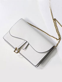 2019 Dior original calfskin large Saddle Wallet S5620 white