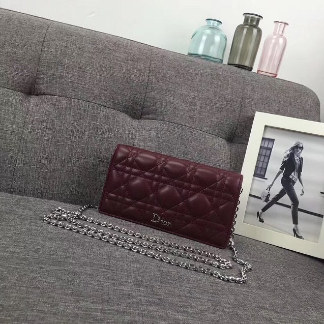 2019 Lady dior original lambskin clutch S0205 bordeaux