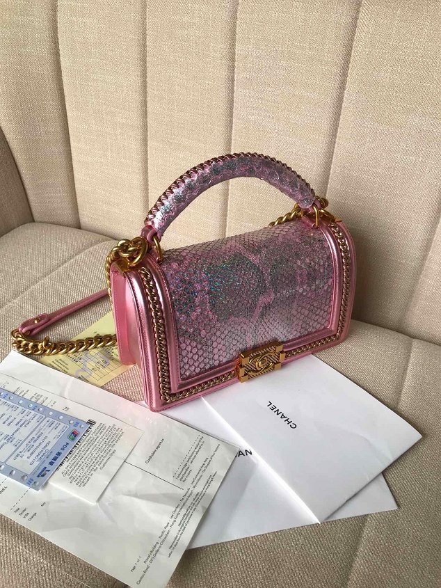 CC original python leather medium le boy handbag A94804 pink