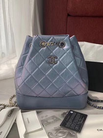 2019 CC original Iridescent aged calfskin gabrielle backpack A94485 light blue