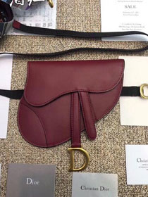 2019 Dior original calfskin saddle belt bag S5632 burgundy