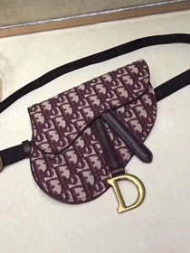 2019 Dior original canvas saddle belt bag S5632 burgundy