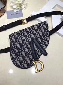 2019 Dior original canvas saddle belt bag S5632 navy blue