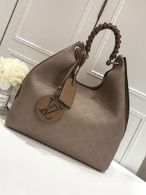 2019 louis vuitton original mahina leather carmel hobo bag M52950 khaki