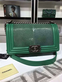 CC original genuine stingray skin boy bag A67086 green