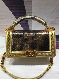 CC original python leather medium boy handbag A94804 gold