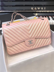 CC original grained calfskin large double flap bag A58600-2 pink