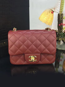 CC original handmade grained calfskin super mini flap bag HA35200 bordeaux