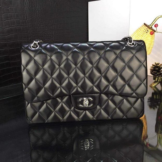 CC original handmade lambskin large flap bag HA58600 black