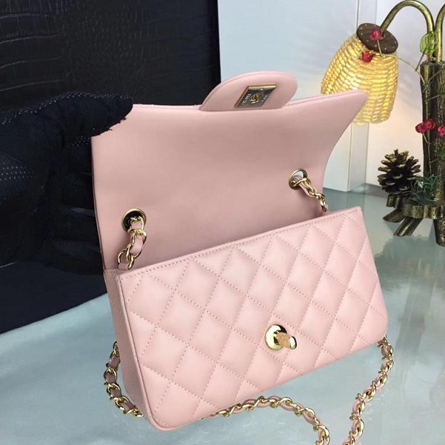 CC original handmade lambskin mini flap bag A69900 pink