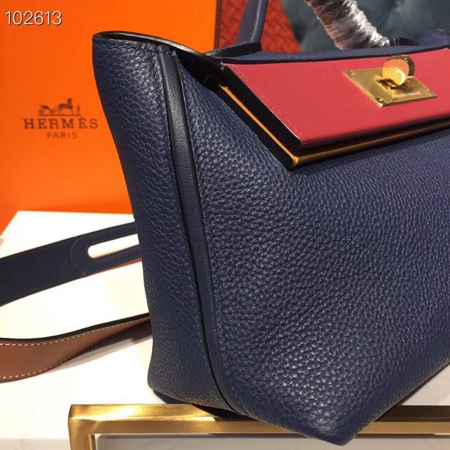 Hermes togo leather small kelly 2424 bag H03698 royal blue