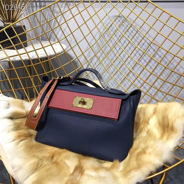 Hermes togo leather kelly 2424 bag H03699 royal blue