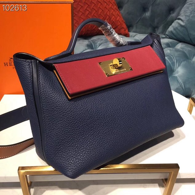 Hermes togo leather kelly 2424 bag H03699 royal blue