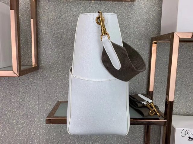 2018 celine original calfskin sangle medium bucket bag 77427 white