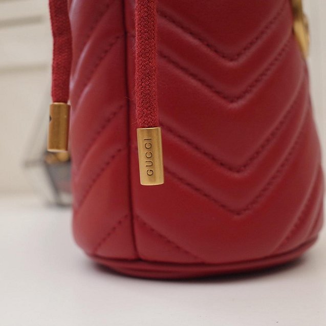 2019 GG original calfskin marmont mini bucket bag 575163 red