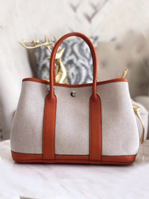 Hermes handmade original canvas garden party 36 bag G36 white&orange