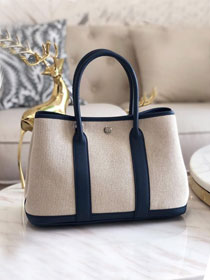 Hermes handmade original canvas garden party 36 bag G36 white&navy blue