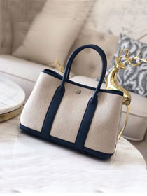 Hermes original canvas small garden party 30 bag G30 white&navy blue