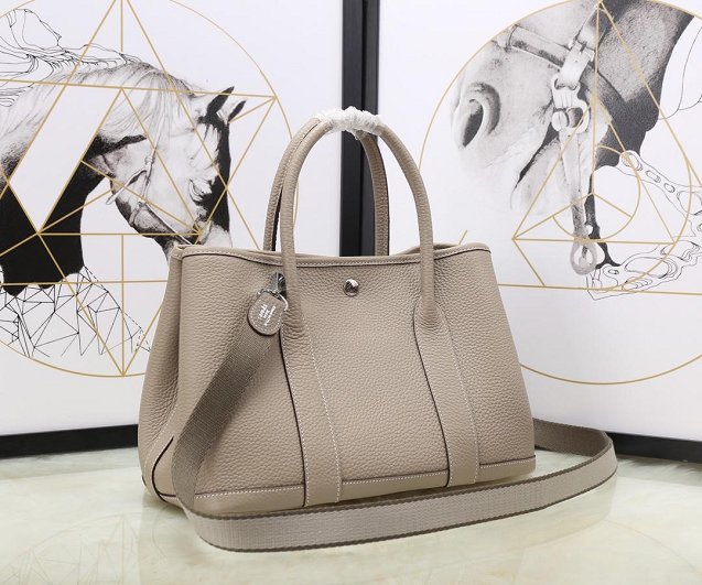 Hermes calfskin small garden party 30 bag G300 light grey