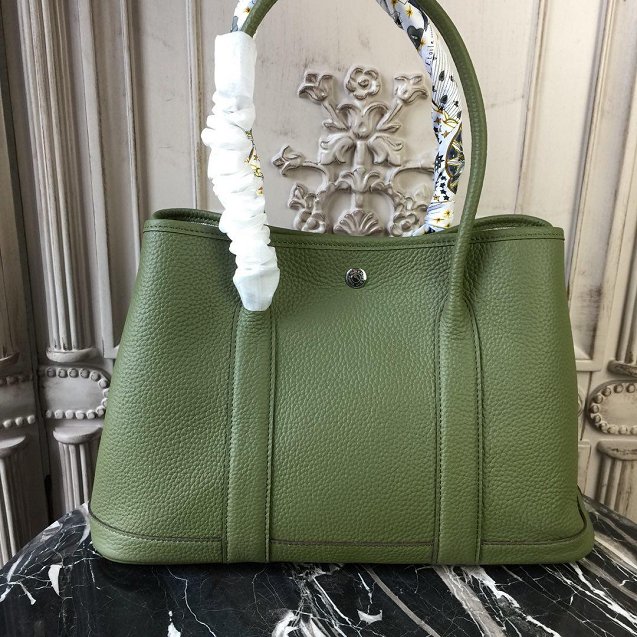 Hermes calfskin small garden party 30 bag G300 olive