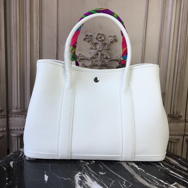 Hermes calfskin small garden party 30 bag G300 white