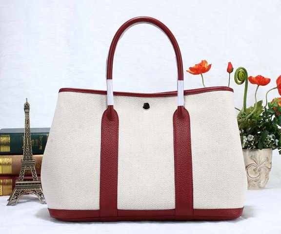 Hermes canvas garden party 30 bag G30 bordeaux