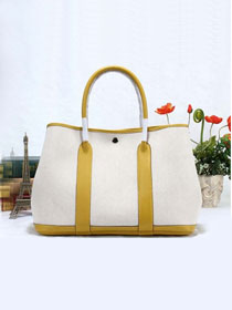 Hermes canvas garden party 30 bag G30 white&lemon yellow