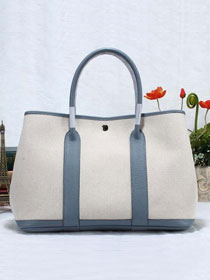 Hermes canvas large garden party 36 bag G36 white&light blue