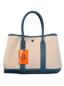 Hermes canvas large garden party 36 bag G36 white&blue