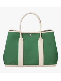 Hermes handmade original canvas garden party 36 bag G36 green&white