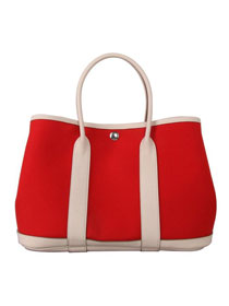 Hermes handmade original canvas garden party 36 bag G36 red&white