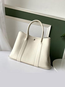 Hermes original calfskin painting lining small garden party 30 bag G3000 white