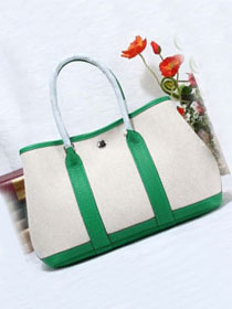 Hermes original canvas large garden party 36 bag G36 white&bright green