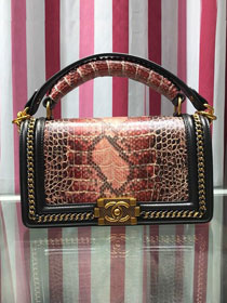 CC original python leather medium boy handbag A94804 black&bordeaux