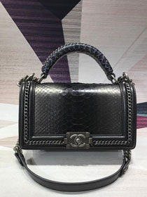 CC original python leather medium le boy handbag A94804 black&grey