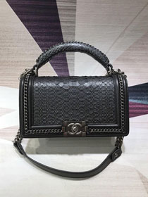 CC original python leather medium boy handbag A94804 black