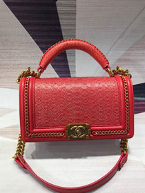 CC original python leather medium le boy handbag A94804 red