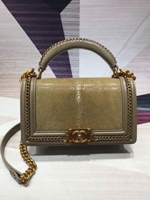 CC original stingray skin boy handbag A94804 gold