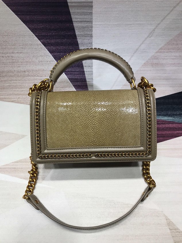 CC original stingray skin boy handbag A94804 gold