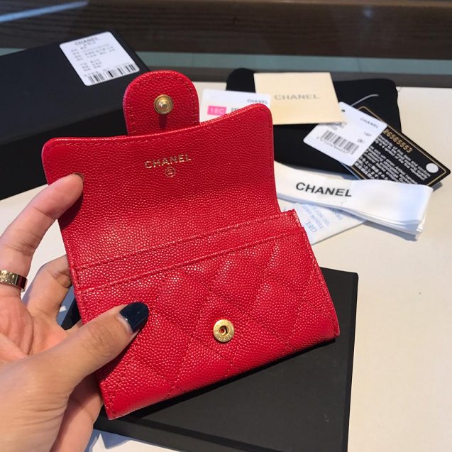 CC grained calfskin classic card holder AP0214 red