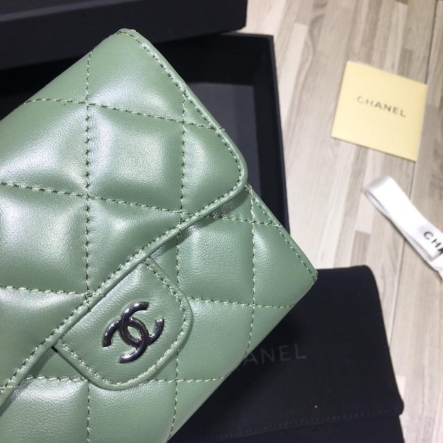 CC lambskin classic flap wallet AP0231 green