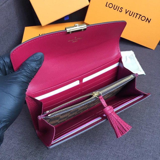 Louis vuitton damier ebene croisette long wallet N60207 burgundy