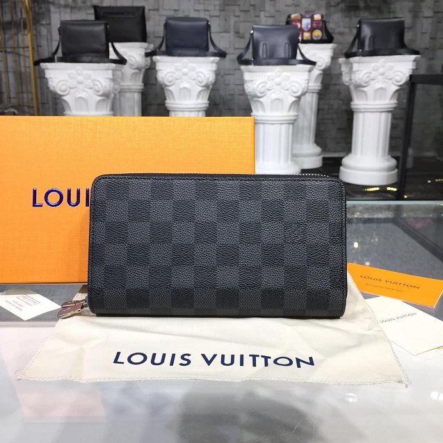 Louis vuitton damier graphite double zippy N62734 