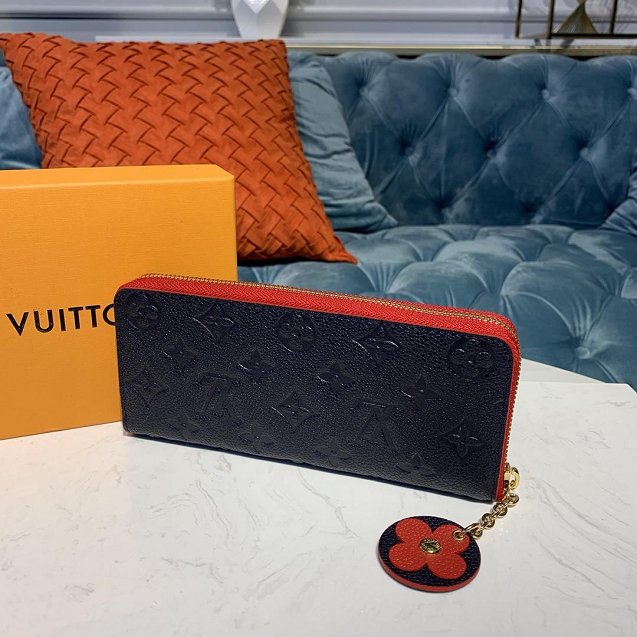 Louis vuitton monogram empreinte clemence wallet m61796 navy blue