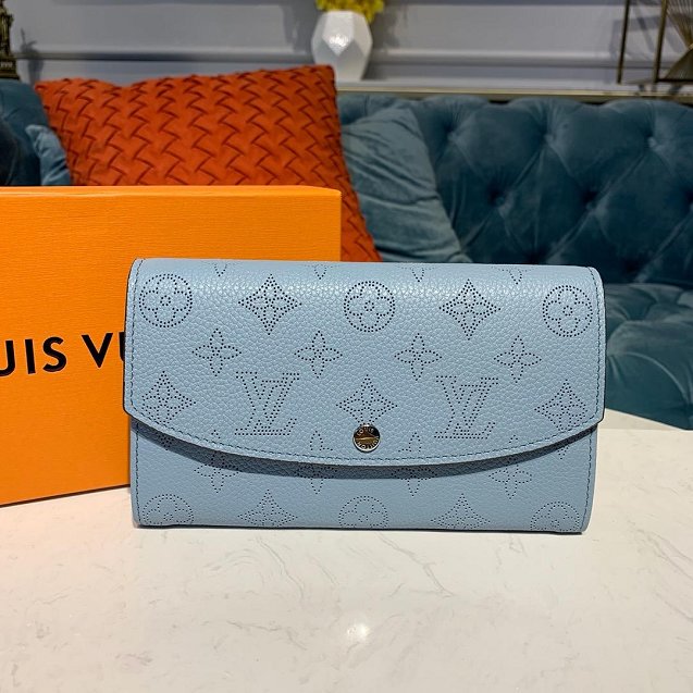 Louis vuitton original mahina leather iris wallet M60177 light blue