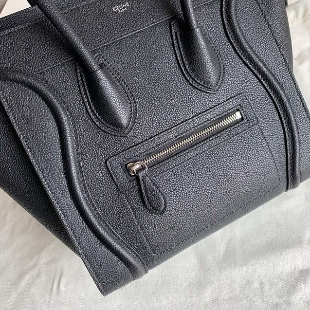 Celine original grained calfskin micro luggage handbag 189793 black