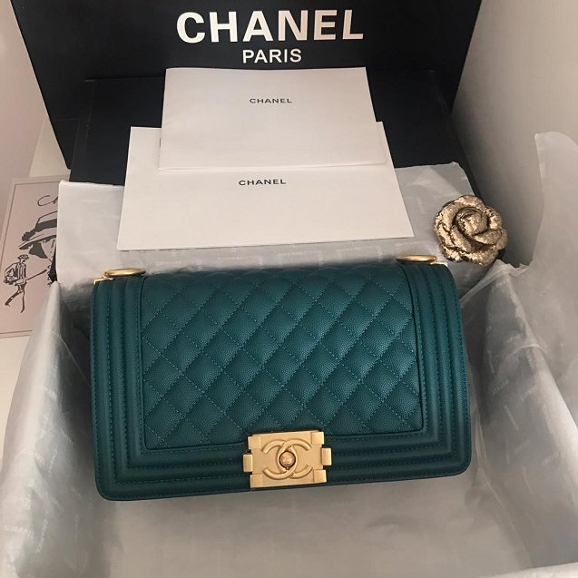 2019 CC original grained calfskin boy handbag A67086 emerald