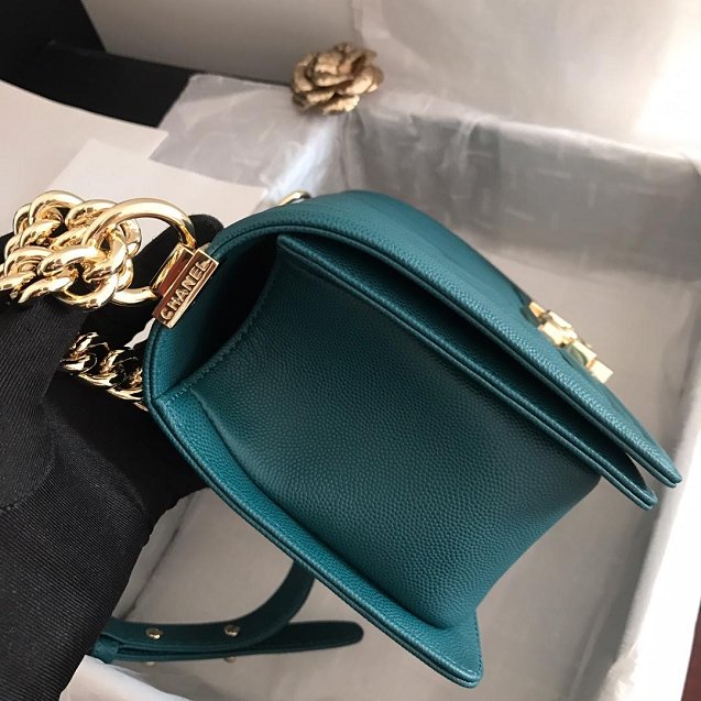 2019 CC original grained calfskin boy handbag A67086-2 turquoise