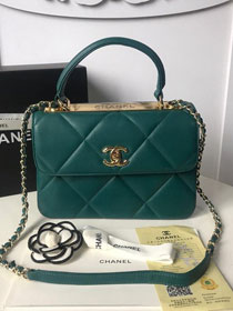 2019 CC original lambskin top handle small flap bag A92236 green